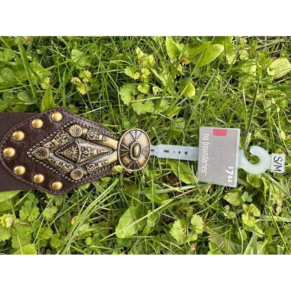Vintage No Boundaries NWT Waist Belt Women S/M Brown Leather Stretch BELT